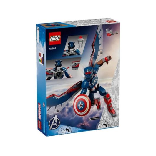 Figura de Construcción LEGO Marvel 76296 Capitán América Falcon Articulada 28cm + Accesorios