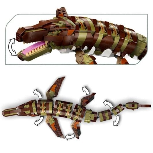 Set LEGO Jurassic World 76974 Mosasaurus Construible 858 Piezas Articulado+Barco+Minifiguras