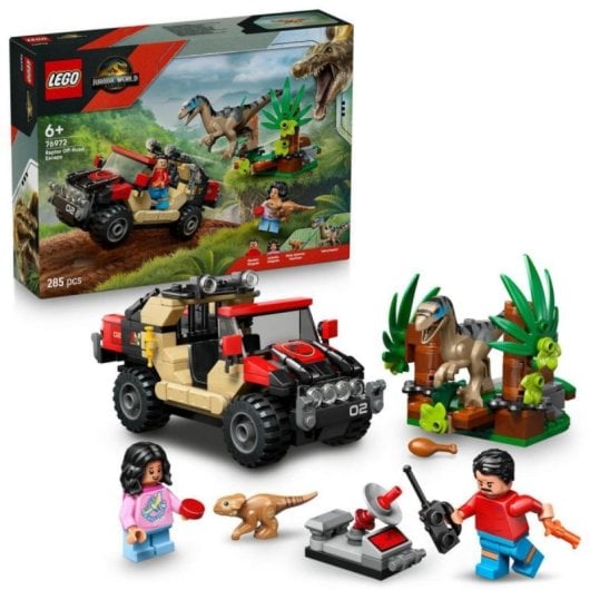 Set LEGO Jurassic World 76972 Huida en Todoterreno Velocirraptor Mandíbula Móvil 285 piezas