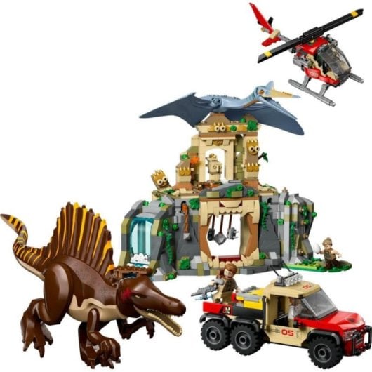 LEGO Jurassic World Spinosaurus e Quetzalcoatlus Missione Aerea Set 984 Pezzi Interattivi