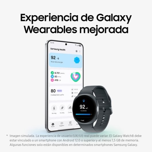 Samsung Galaxy Watch 8 Bluetooth 44 mm avec Galaxy AI Gris foncé