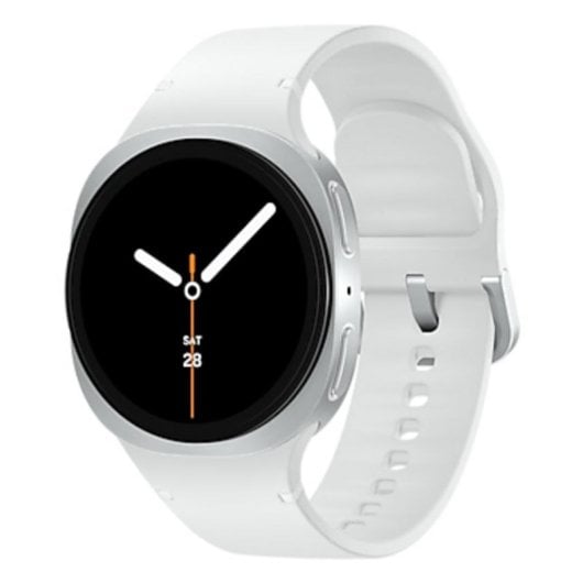 Samsung Galaxy Watch8 Bluetooth GPS NFC 40mm Super AMOLED Prateado Correa Branca M Resistente à Água 5ATM+IP68