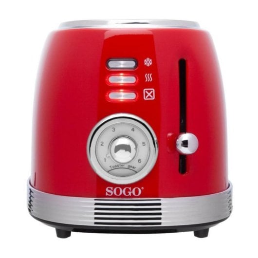 Tostadora Sogo TOS-SS-5460 Acero Inoxidable Roja 850W Doble Ranura Ancha 6 Niveles