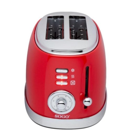 Tostadora Sogo TOS-SS-5460 Acero Inoxidable Roja 850W Doble Ranura Ancha 6 Niveles