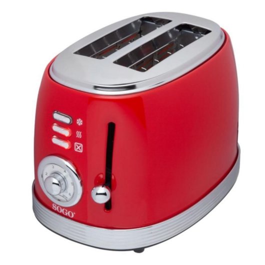 Tostadora Sogo TOS-SS-5460 Acero Inoxidable Roja 850W Doble Ranura Ancha 6 Niveles