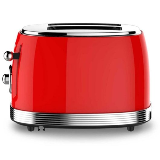 Tostadora Sogo TOS-SS-5460 Acero Inoxidable Roja 850W Doble Ranura Ancha 6 Niveles