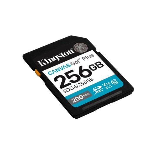 Tarjeta SD Kingston Canvas Go! Plus 256GB UHS-I U3 V30 200MB/s 4K UHD Negro