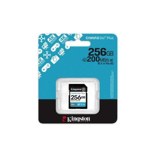 Tarjeta SD Kingston Canvas Go! Plus 256GB UHS-I U3 V30 200MB/s 4K UHD Negro
