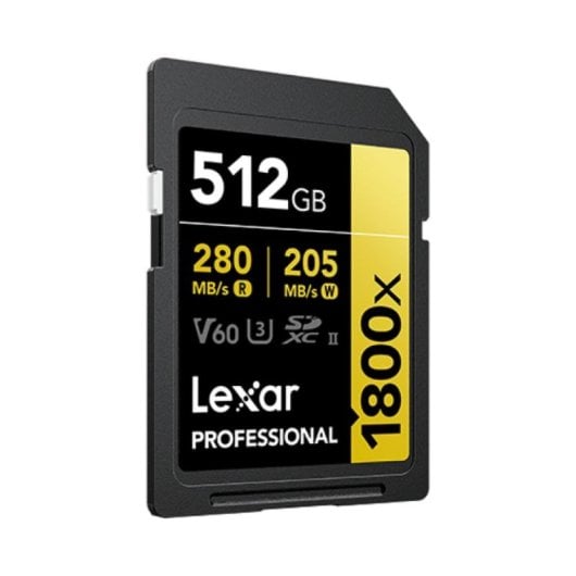 Tarjeta SD Lexar Professional 1800x 512GB UHS-II V60 280MB/s Negra Resistente