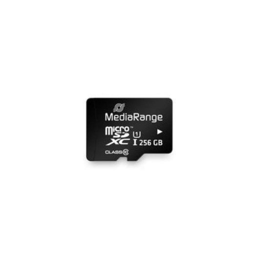 Tarjeta MicroSD MediaRange MR946 256GB UHS-I Clase 10 U1 Adaptador SD 80MB/s Negro