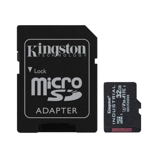 Tarjeta microSD Industrial Kingston 32GB UHS-I U3 V30 A1 pSLC -40°C/+85°C Adaptador SD