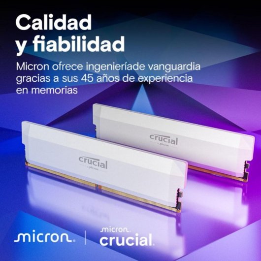 Módulo RAM Crucial Pro CP2K32G60C40U5W 64GB 2x32GB DDR5 6000MHz CL40 288-pin DIMM Disipador térmico