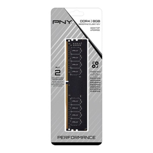 RAM PNY MD8GSD43200-TB DDR4 8 GB 3200 MHz 288-pin DIMM RAM PNY MD8GSD43200-TB DDR4 8 GB 3200 MHz 288-pin DIMM
