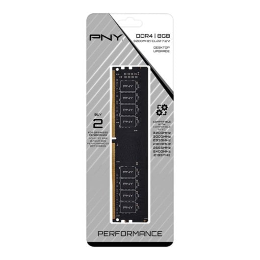 RAM PNY MD8GSD43200-TB DDR4 8 GB 3200 MHz 288-pin DIMM RAM PNY MD8GSD43200-TB DDR4 8 GB 3200 MHz 288-pin DIMM