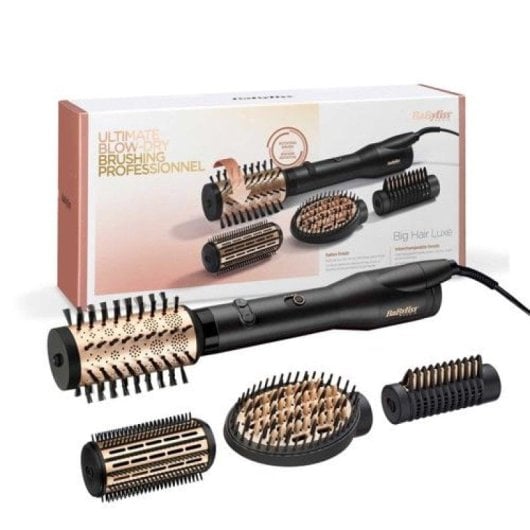Escova Modeladora BaByliss Big Hair Luxe 650W Cerâmica Iónica 2 Velocidades 4 Acessórios Preto