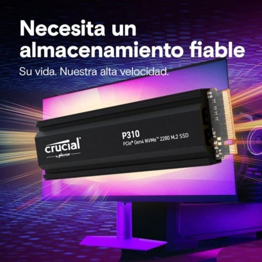 SSD Crucial P310 1TB M.2 PCIe 4.0 NVMe 7100MB/s con Disipador Térmico