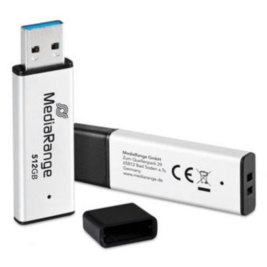 MediaRange MR1904 Clé USB 512 Go USB-A 3.2 Gen 1 250 MB/s - Noir, Argent