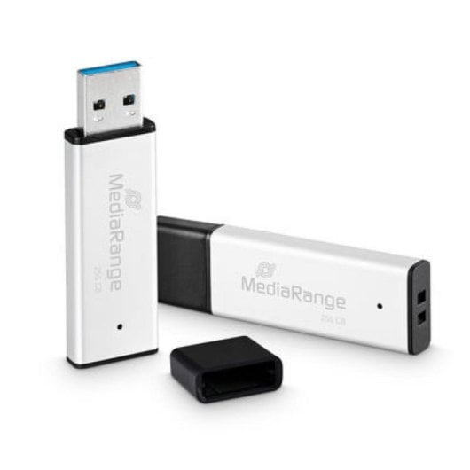 MediaRange MR1903 Clé USB 256 Go USB A 3.2 Gen 1 220 MB/s Tapa Noir Argent