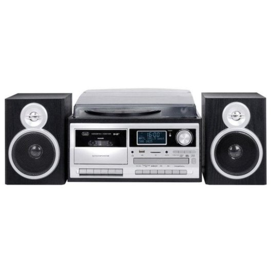 Platenspeler Trevi TT 1072 Direct Drive 3 Snelheden USB/SD Radio CD Cassette Zwart Zilver