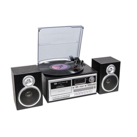 Platenspeler Trevi TT 1072 Direct Drive 3 Snelheden USB/SD Radio CD Cassette Zwart Zilver