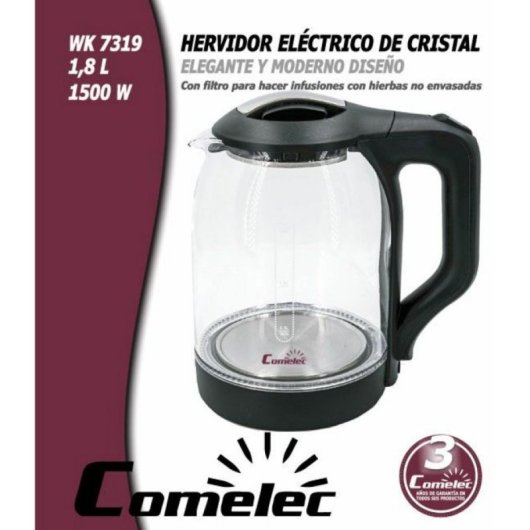 Herkules Elektrischer Wasserkocher 1,8 L 1500 W Schwarz Transparent