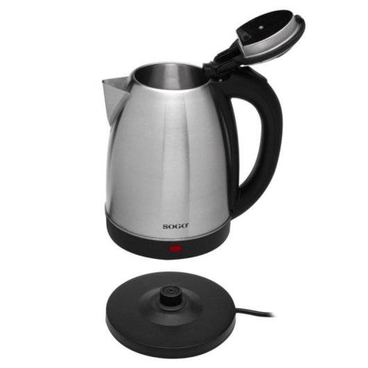 Hervidor Sogo KET-SS-5790-SS 1.8L 1500W sin cables acero inoxidable apagado automático