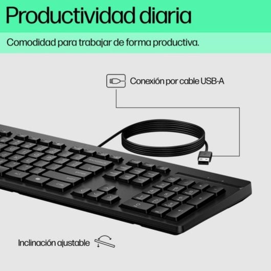 Teclado HP 125 Preto Com Fio USB Completo (100%) 3 mm Teclas Teclado HP 125 Preto Com Fio USB Completo (100%) 3 mm Teclas