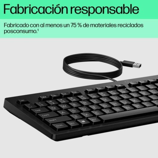 Teclado HP 125 Preto Com Fio USB Completo (100%) 3 mm Teclas Teclado HP 125 Preto Com Fio USB Completo (100%) 3 mm Teclas