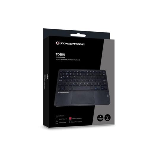 Clavier Conceptronic TOBIN01BPT Bluetooth Inalámbrico Tenkeyless QWERTY Negro