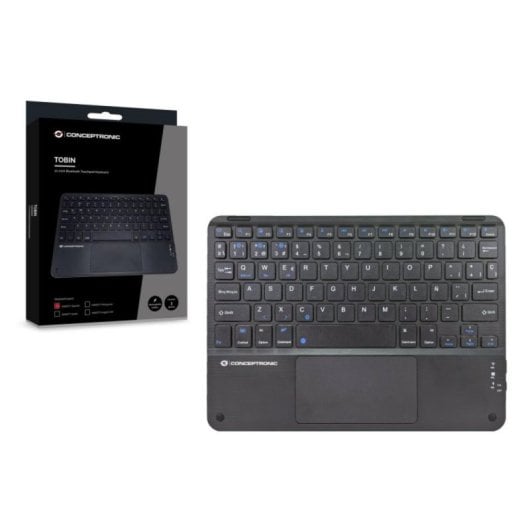 Teclado Conceptronic TOBIN01BES QWERTY Español Bluetooth Touchpad Recargable Negro
