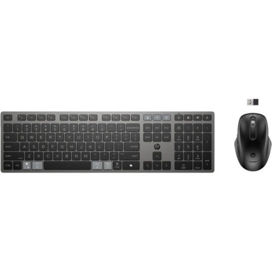Teclado inalámbrico HP 725 Completo Negro Bluetooth RF Wireless con Ratón 4000 DPI Resistente a derrames