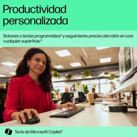 Teclado inalámbrico HP 725 Completo Negro Bluetooth RF Wireless con Ratón 4000 DPI Resistente a derrames