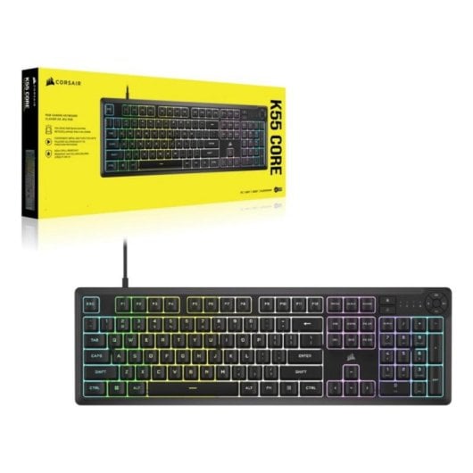 Teclado Corsair CH-9226C65-PT Alámbrico USB Membrana RGB 110 Teclas Preto