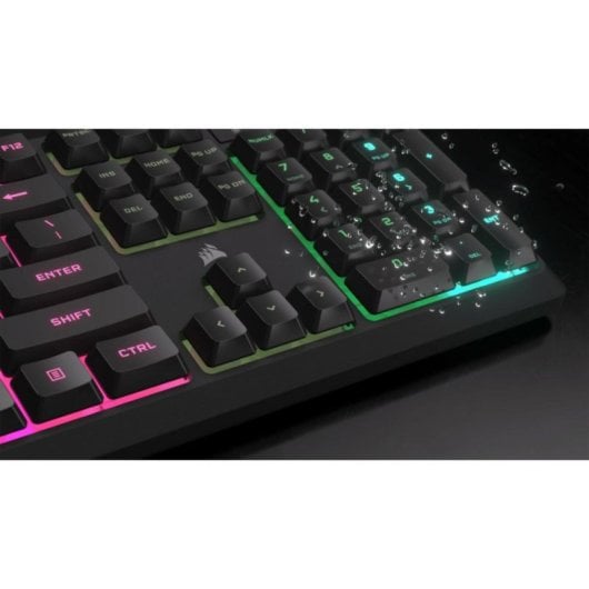Teclado Corsair CH-9226C65-PT Alámbrico USB Membrana RGB 110 Teclas Preto