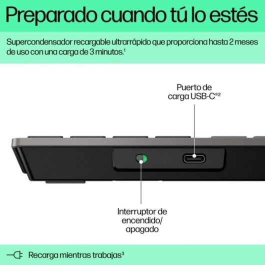 Clavier sans fil HP 725 Multidispositif Réchargeable Gris 100%
