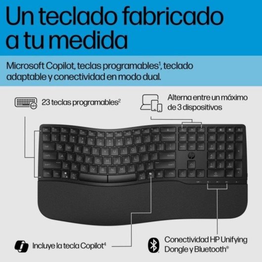 Clavier HP 685 Comfort Dual Mode sans fil complet avec 23 touches programmables noir