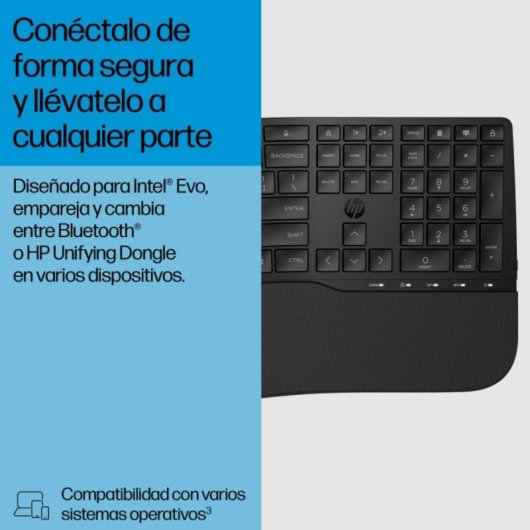 Clavier HP 685 Comfort Inalámbrico Bluetooth Ajustable et Programmable
