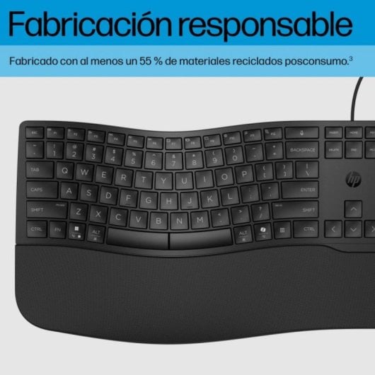 HP 485 Comfort Teclado USB Membrana com Apoio para Pulsos e Resistência a Derrames Preto