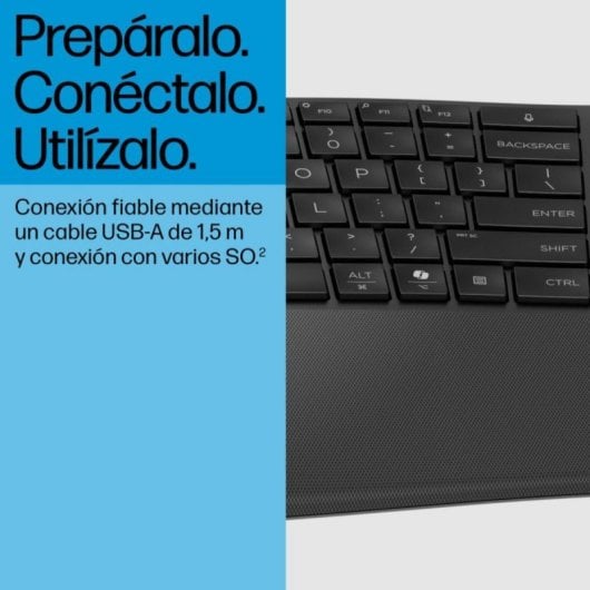 HP 485 Comfort Teclado USB Membrana com Apoio para Pulsos e Resistência a Derrames Preto