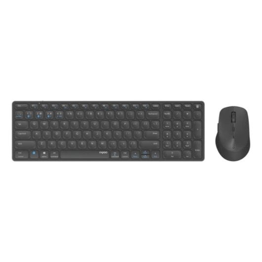 Clavier Sans Fil Rapoo 9700M, Bluetooth 5.0, Aluminium, Noir, Souris Incluse