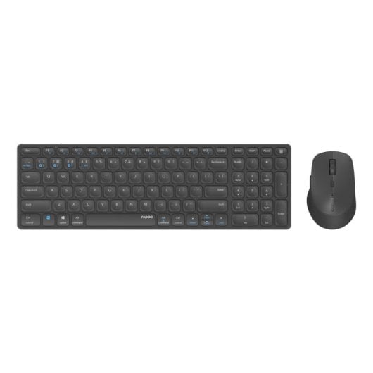 Clavier Sans Fil Rapoo 9700M, Bluetooth 5.0, Aluminium, Noir, Souris Incluse