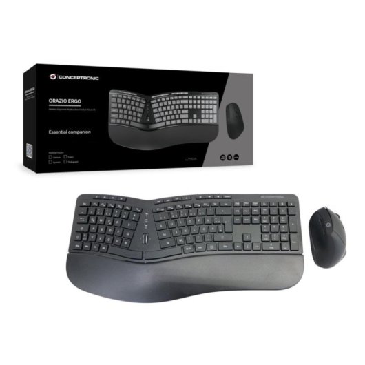 Teclado Conceptronic ORAZIO02DE Completo Inalámbrico RF Negro com Ratón incluído