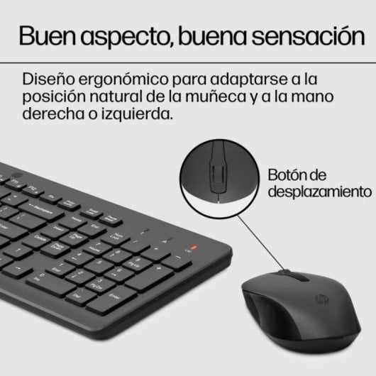 Teclado y Ratón Inalámbrico HP 330 Completo 2.4GHz Negro USB AAA Chiclet Ambidiestro