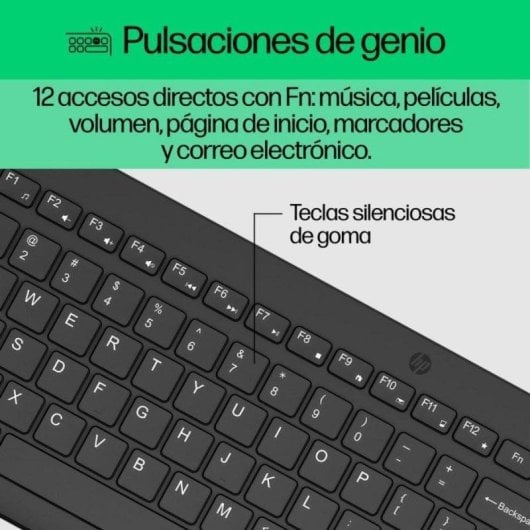 Teclado y Ratón Inalámbrico HP 330 Completo 2.4GHz Negro USB AAA Chiclet Ambidiestro