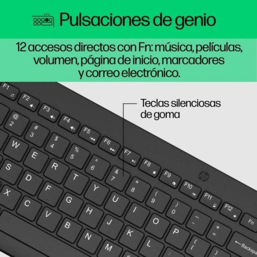 Teclado y Ratón Inalámbrico HP 330 Completo 2.4GHz Negro USB AAA Chiclet Ambidiestro