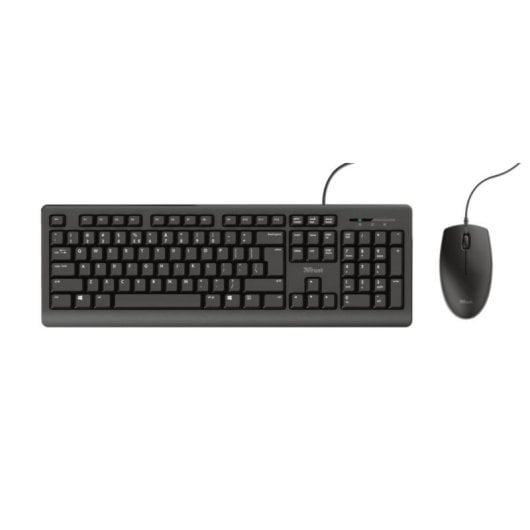 Pack Teclado Trust Primo QWERTY Español Alámbrico Perfil Bajo Negro + Ratón Ambidiestro