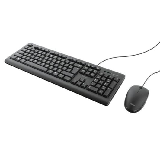 Pack Teclado Trust Primo QWERTY Español Alámbrico Perfil Bajo Negro + Ratón Ambidiestro