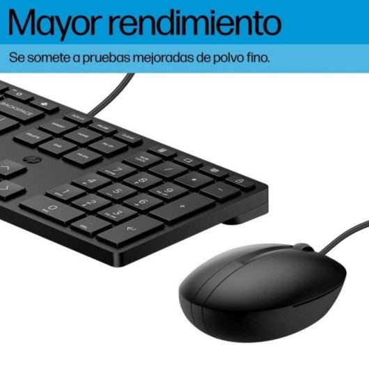 Teclado HP 320MK de membrana com rato USB com fio preto e tecla Copilot