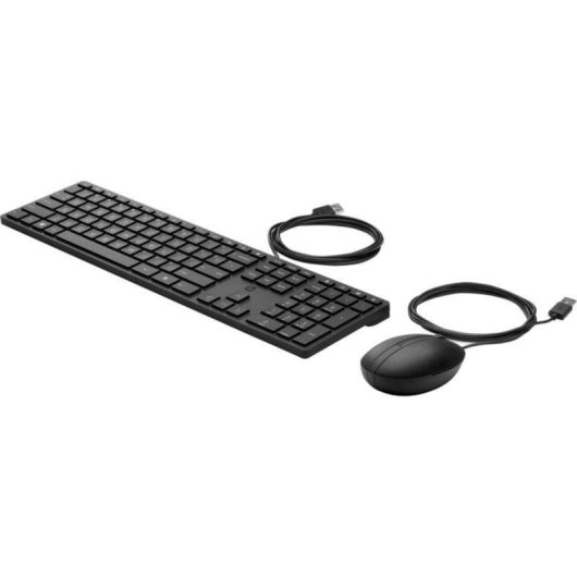 Teclado HP 320MK de membrana com rato USB com fio preto e tecla Copilot