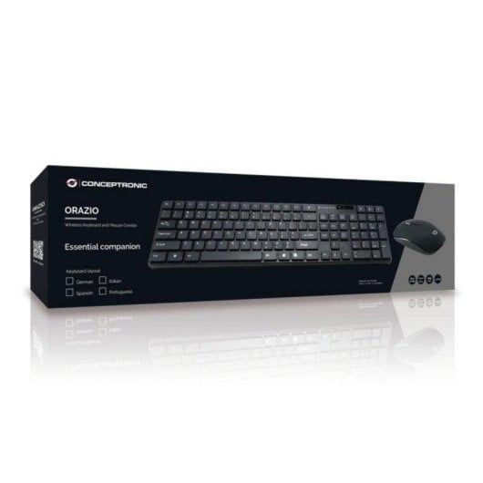 Clavier Conceptronic ORAZIO01DE sans fil QWERTZ allemand avec souris optique noire